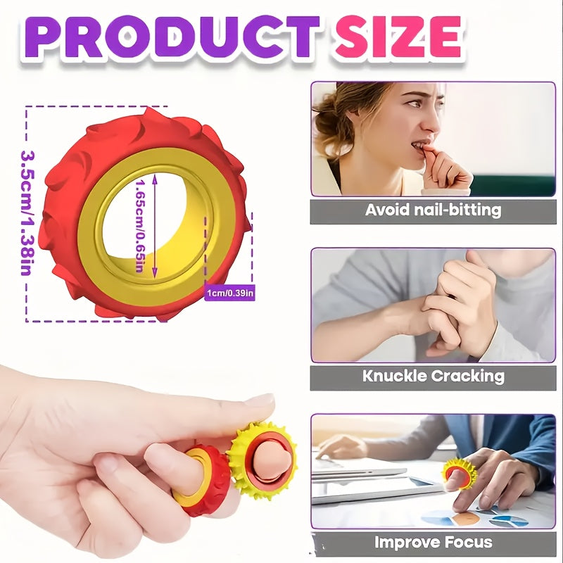Bagues sensorielles tournantes pour enfants, lot de 4/6/8, bagues texturées anti-stress, jouet apaisant pour autisme, soulagement de l'anxiété, prix de classe, cadeau de Noël, couleurs mélangées