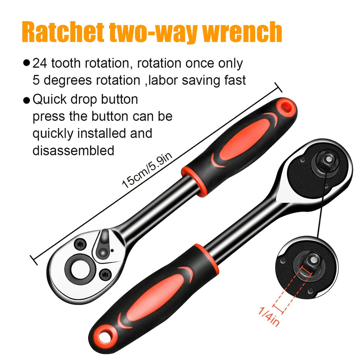 Ensemble d'outils de réparation pour maison et voiture 46 pièces – Jeu de clés à cliquet, tournevis et douilles pour réparations de voitures, motos, vélos et entretien domestique