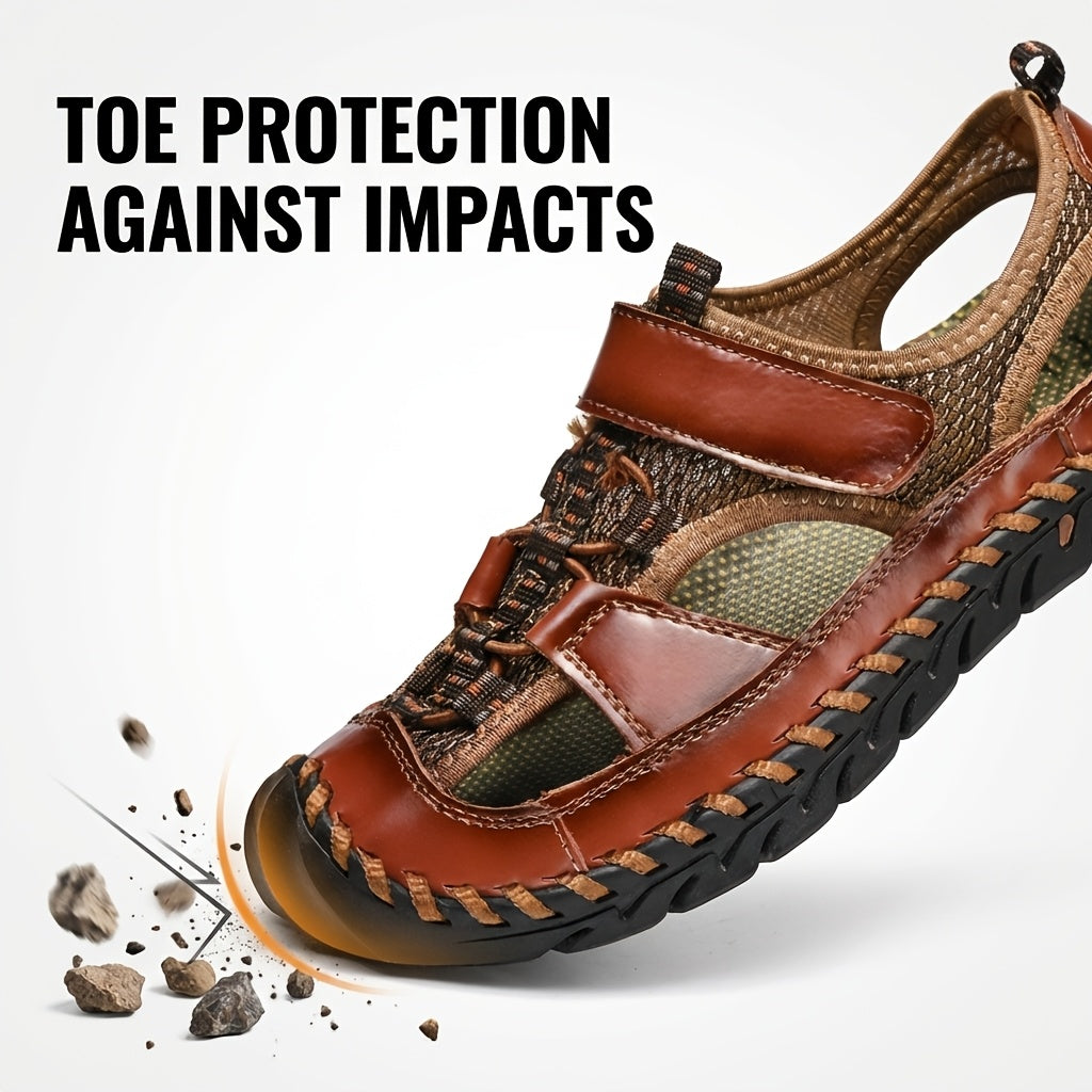 Sandales de pêcheur fermées pour hommes – Chaussures d'eau respirantes faites à la main, sandales de randonnée et de plage antidérapantes et anti-collision pour l'été | Velora