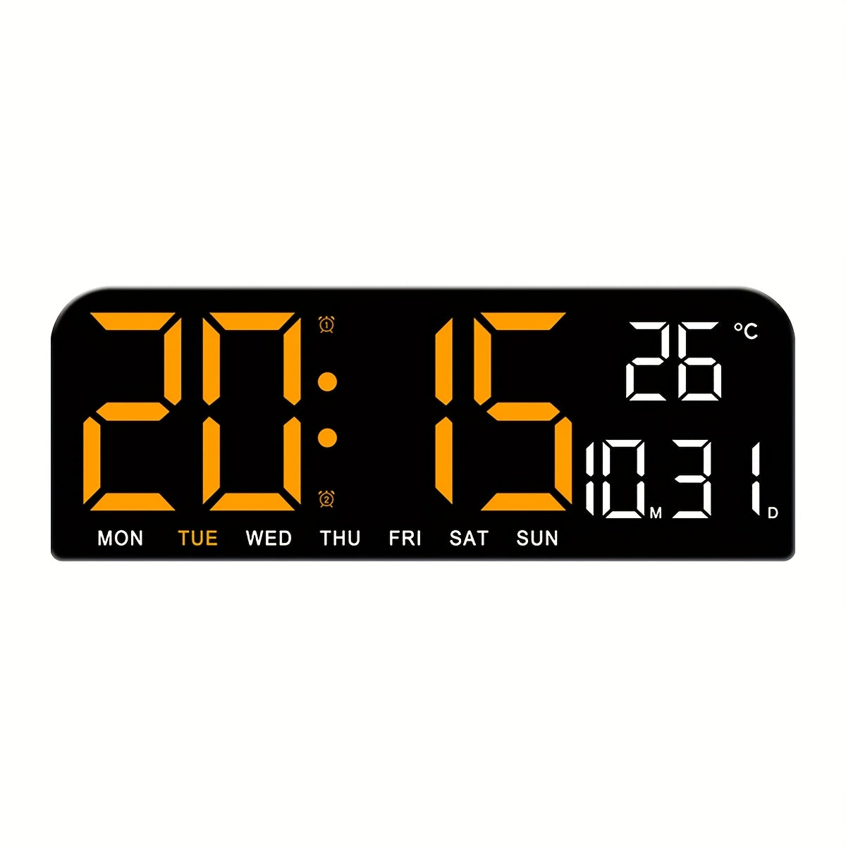 Réveil LED à grand écran avec télécommande à atténuation automatique – Horloge numérique de 15 pouces affichant l'heure, la date, le jour de la semaine, la température et l'humidité – Horloge de chevet pour seniors, salon, bureau
