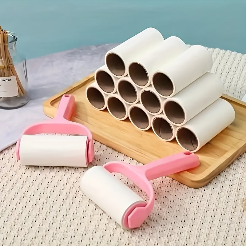 Set de rouleaux adhésifs avec 1 manche et 6 recharges (360 feuilles) – Brosse anti-peluches à déchirer pour vêtements, tapis et sièges de voiture – Kit anti-poils d'animaux et anti-peluches sans électricité