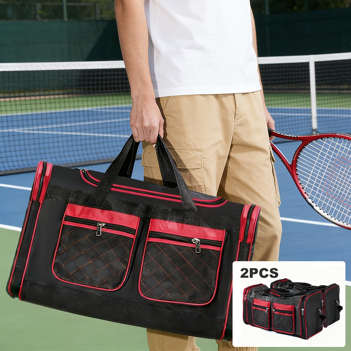 Sac de voyage grande capacité pour hommes et femmes – Sac de sport robuste multi-poches, avec bandoulière réglable et fermeture éclair pour le fitness, les escapades de week-end, les voyages d'affaires et les activités en plein air