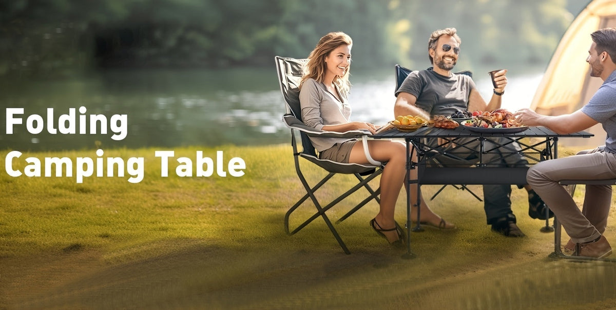 Table de camping pliante avec sac de transport – Table d'extérieur légère et portable, 3 tailles disponibles pour le camping, la plage, le pique-nique, le barbecue, le jardin, le bateau et les voyages, installation et rangement faciles