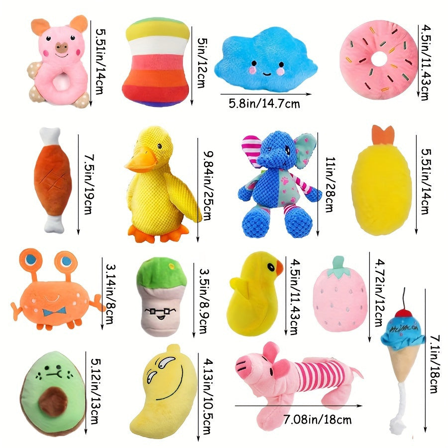 Ensemble de jouets en peluche pour chiens – Lot de 4/7/14 jouets à mâcher doux et couineurs pour chiens de toutes races et tailles, jouets à mordre rembourrés et résistants, cadeau idéal pour petits chiens – Styles aléatoires
