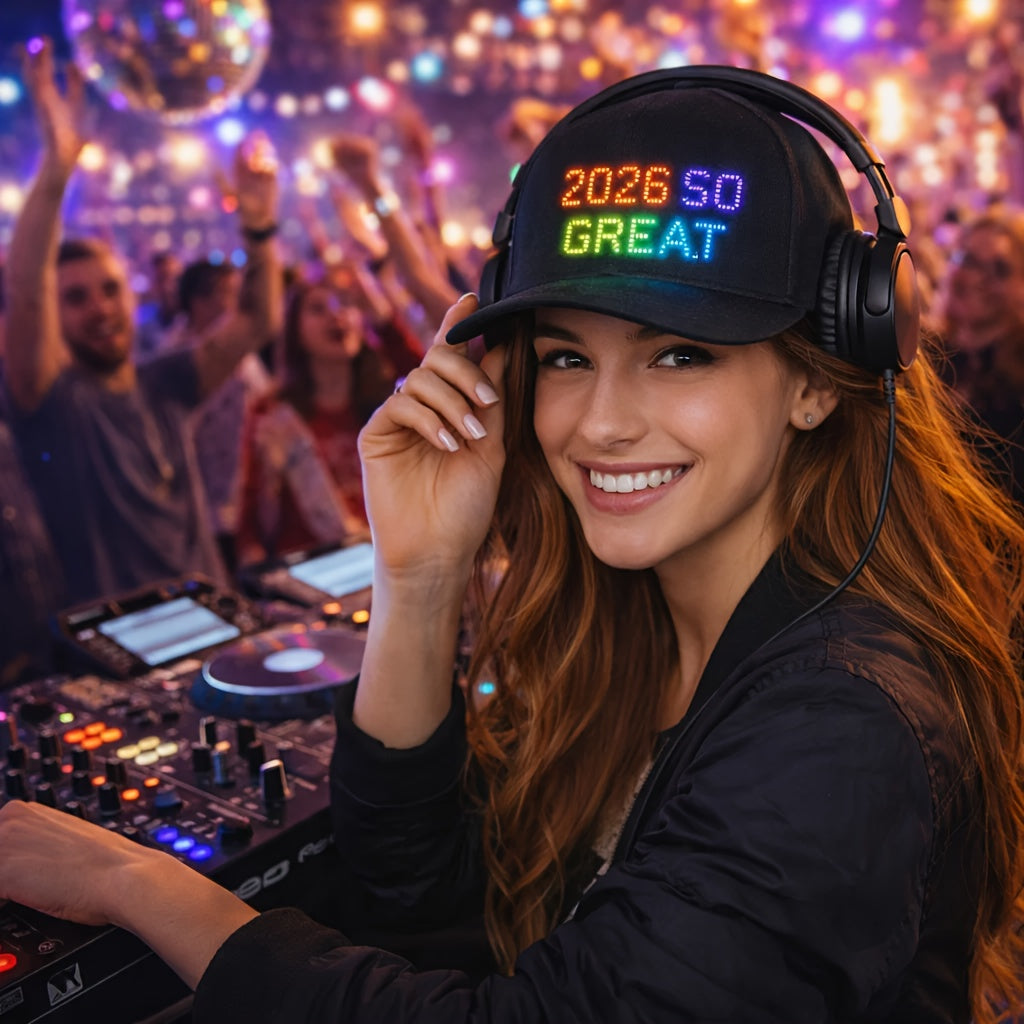 Casquette de baseball LED programmable – Texte et animations défilants via application Bluetooth, casquette lumineuse rechargeable pour fêtes, festivals de musique et courses nocturnes, cadeau réglable pour ados