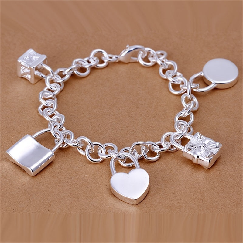 Bracelet avec pendentif en argent sterling 925 style coréen pour femme – Design tendance à maillons, hypoallergénique, 20 cm / 7,87 po, élégant au quotidien et cadeau idéal pour toutes les occasions