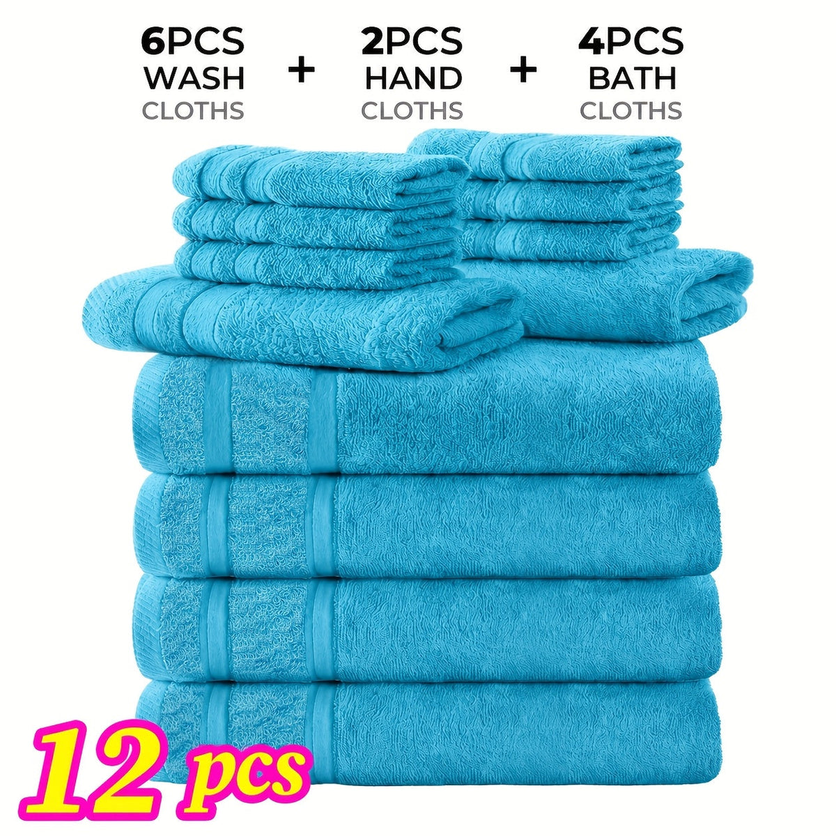 Ensemble de 12 ou 24 débarbouillettes en coton – Qualité hôtel, très absorbantes et à séchage rapide pour salle de bain, spa, salle de sport et maison, gris foncé, bleu, blanc, violet, orange