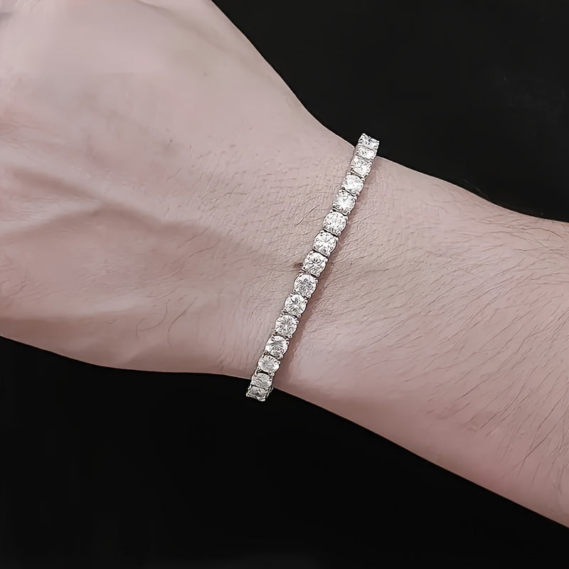 Bracelet tennis en argent sterling 925 avec moissanite de 5 mm – Bijou de luxe style hip-hop avec diamant de laboratoire étincelant, cadeau pour femme, idéal pour banquet, mariage, anniversaire, Noël, fête des mères