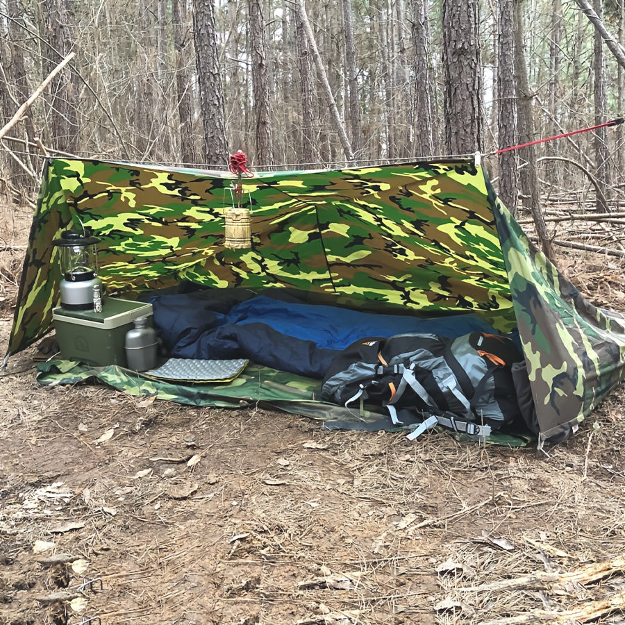 Toile de tente de camping avec protection UV et support en alliage – Abri pliable et portable pour 4 personnes pour randonnée, camping, jardin et survie en plein air | Auvent de camping toutes saisons