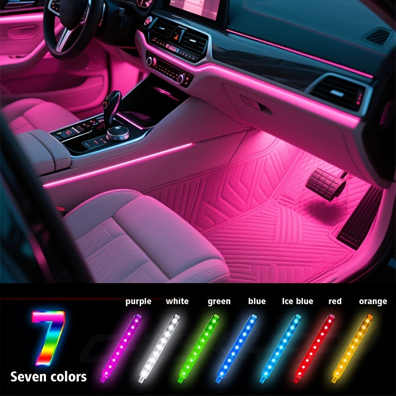 Kit d'éclairage intérieur LED RGB pour voiture, 4 bandes lumineuses pour espace aux pieds, 16 couleurs, alimenté par USB avec télécommande, éclairage d'ambiance DIY pour tous véhicules, voitures, camions et SUV