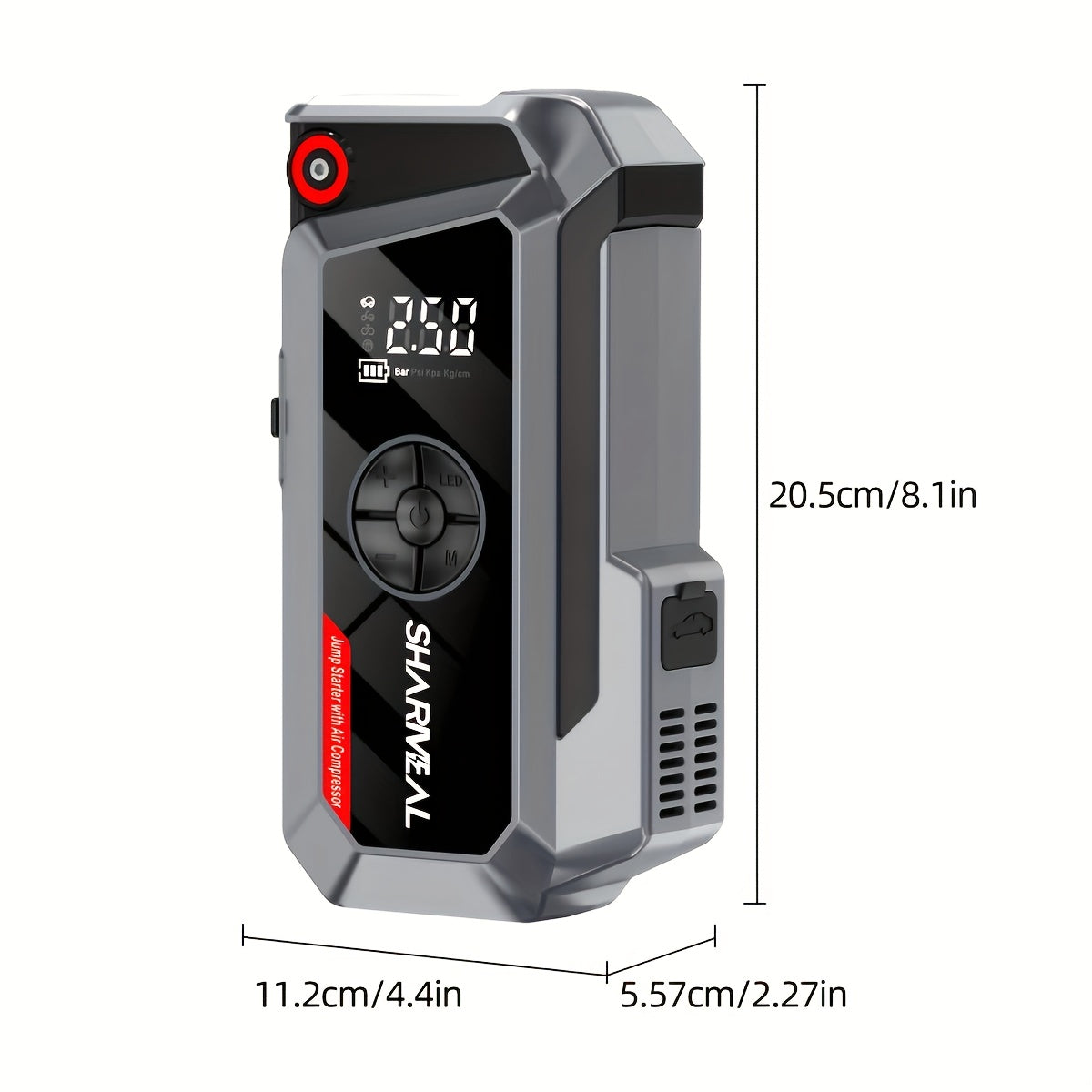 Démarreur de voiture 20000A avec compresseur d'air, batterie externe portable 18-en-1 – Pinces intelligentes, charge rapide, lampe LED, grand écran pour tous moteurs essence et diesel, booster de batterie de voiture d'urgence