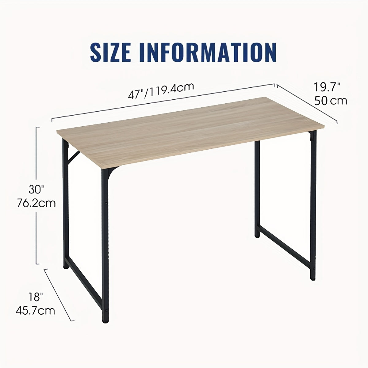Bureau d'ordinateur 32/39/47 pouces – Bureau moderne pour écriture et gaming avec cadre en métal robuste, poste de travail pour bureau à domicile, PC, ordinateur portable et moniteur, 3 tailles disponibles