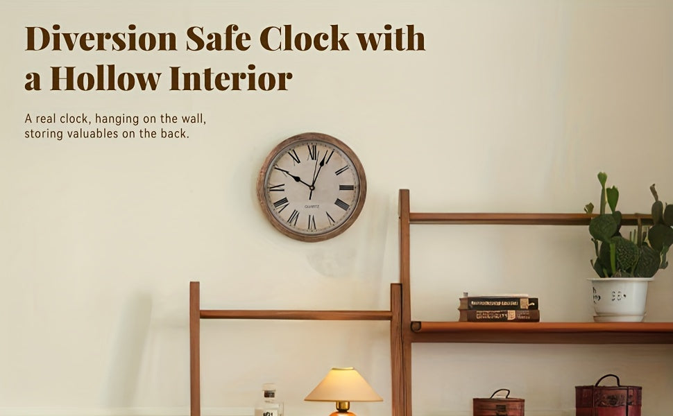 Horloge murale avec coffre-fort dissimulé pour espèces, pièces de monnaie et objets de valeur, sécurité pour maison et bureau, coffre-fort secret robuste et durable