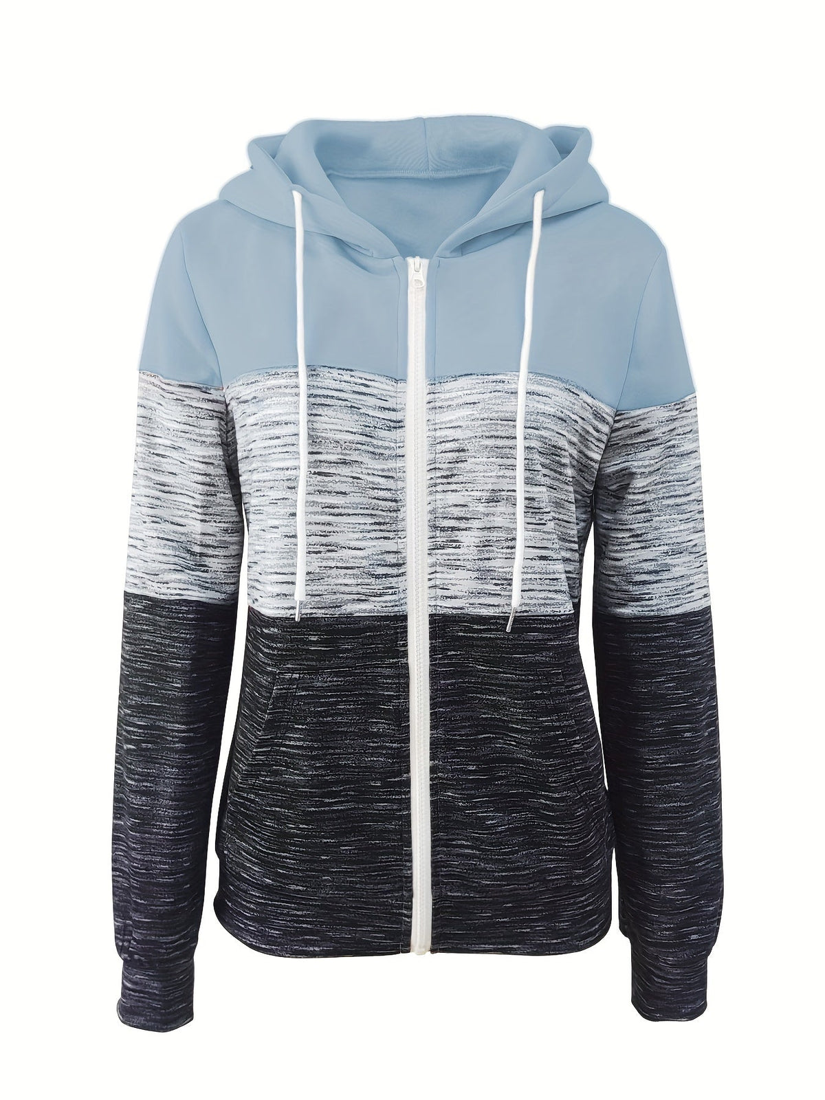 Sweat-shirt à capuche zippé pour femme, imprimé patchwork, veste décontractée ample, bleu paon, noir, rose foncé, mélangé, S M L XL XXL