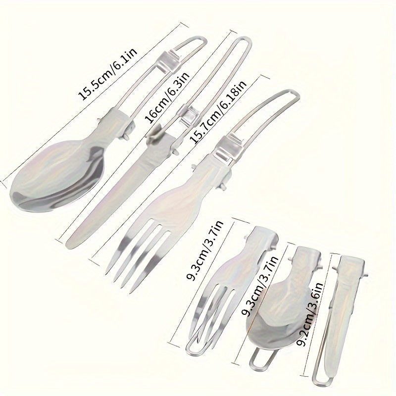 Ensemble de cuisine de camping en acier inoxydable 304 avec rangement pliable – Casserole compacte et durable avec couteaux et fourchettes pour randonnée, pique-niques et camping, vert et orange, kit de cuisine de camping léger