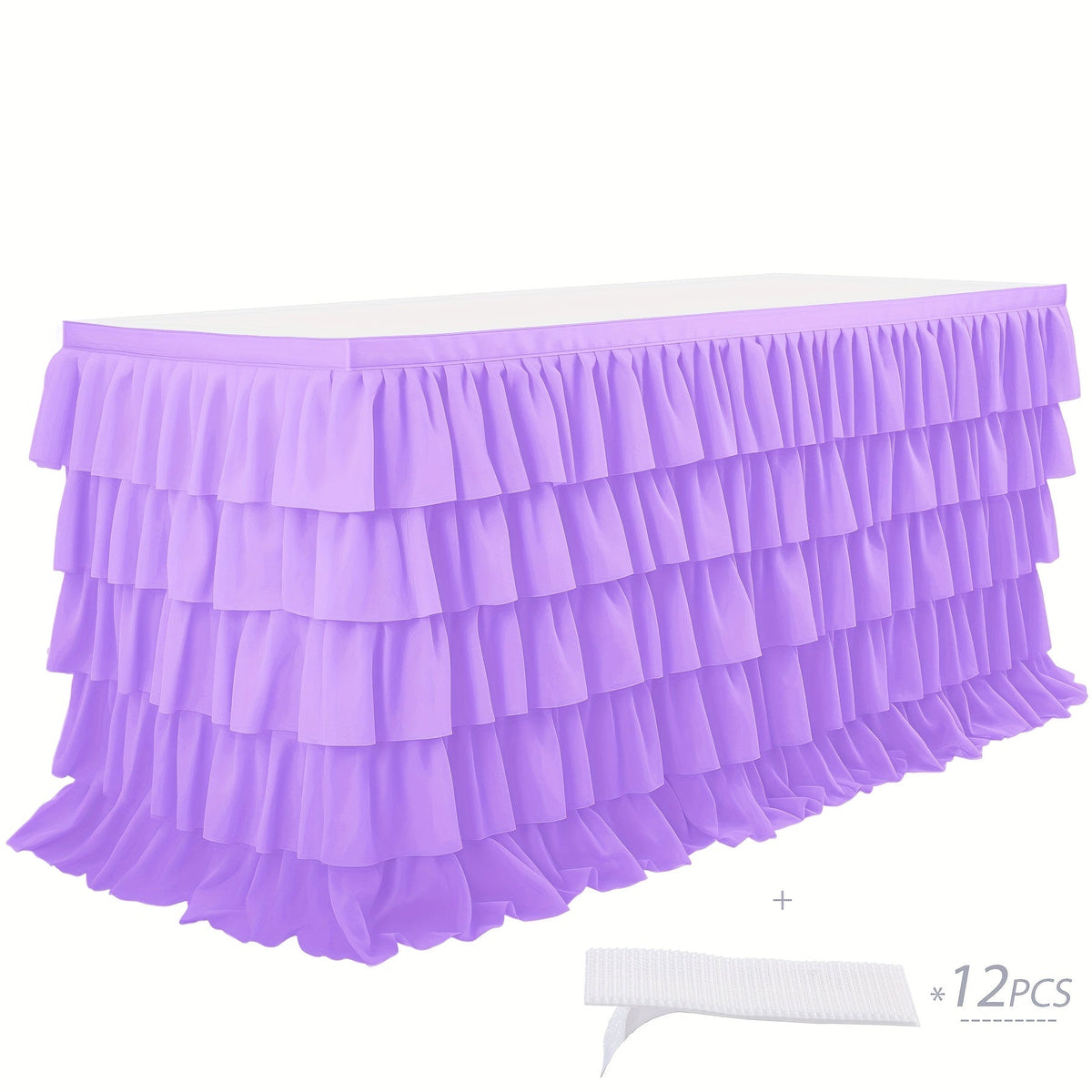 6ft Tulle Tutu Table Skirt β Chiffon Ruffle Table Skirting for Birthday Party, Wedding, Bridal Shower, Girls Party & Holiday Decor β Easy Hook & Loop Install, 12 Colors (72"L x 30"H)