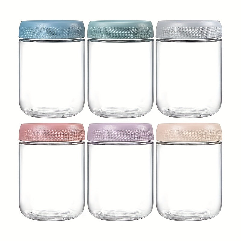 Lot de 6 bocaux Mason en verre de 475 ml avec couvercles hermétiques – Récipients à large ouverture pour avoine de nuit, bocaux de conservation pour préparation de repas, yaourt, salade, snacks, épices, sucre – Ensemble de rangement de cuisine sans BPA