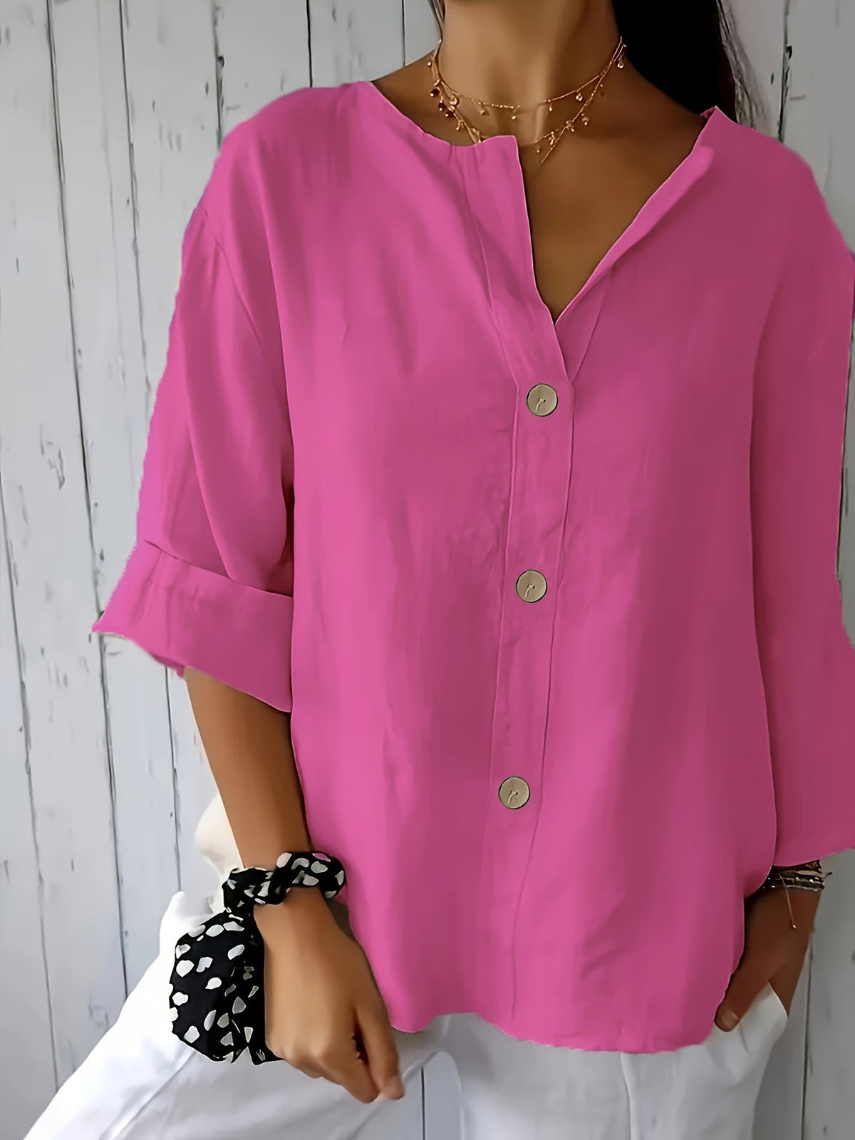 Chemisier décontracté ample pour femme - Haut coupe décontractée pour les vacances avec détails boutonnés décoratifs, tissu léger et respirant pour les voyages d'été, la plage et le quotidien | Plusieurs couleurs S-XXL