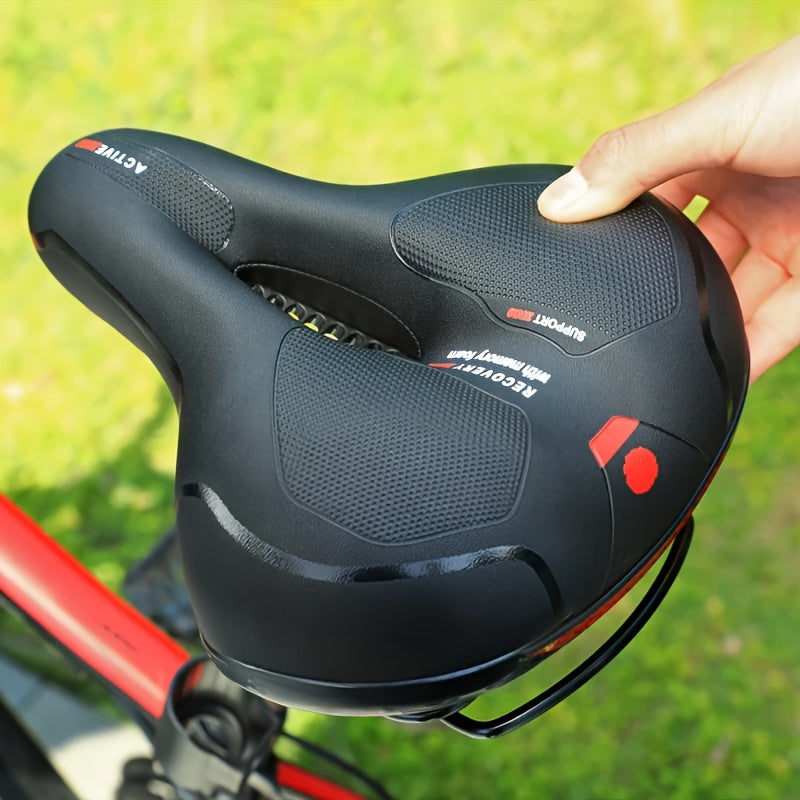 Selle de vélo rembourrée en gel, imperméable et absorbant les chocs – Coussin large en cuir et mousse souple avec bande réfléchissante pour vélos de ville, de montagne, de route et de sport, ajustement universel pour hommes et femmes