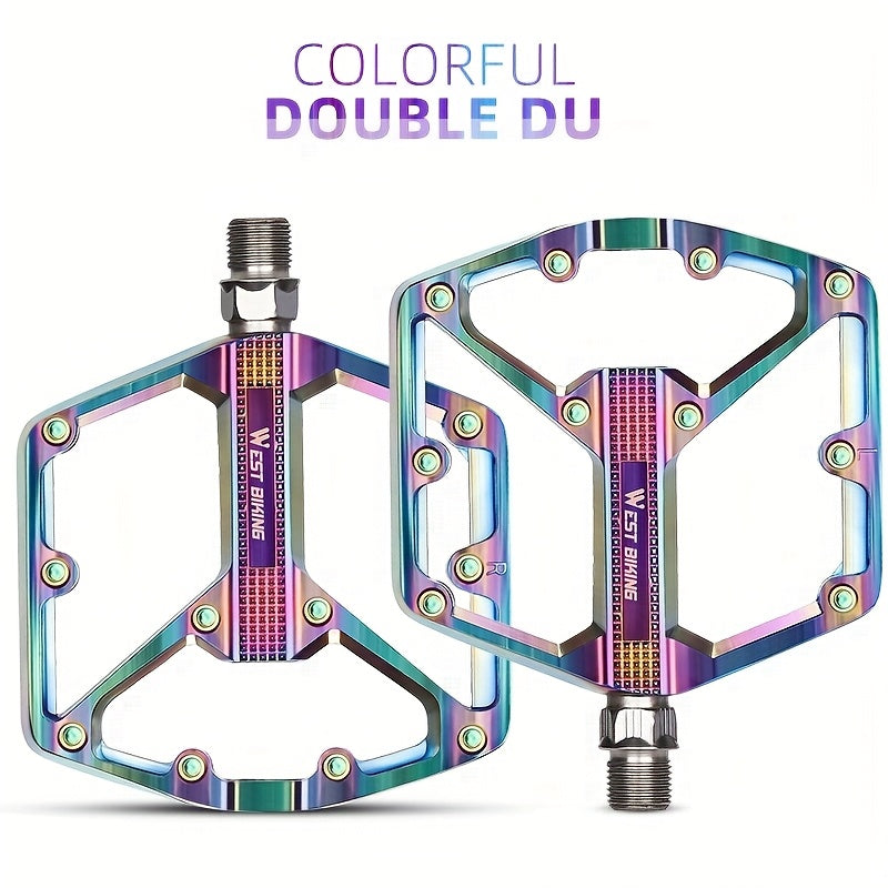 Pédales de vélo en alliage d'aluminium à 3 roulements, antidérapantes et légères, avec douille hexagonale pour VTT et vélos de route – Installation facile, accessoires de cyclisme durables multicolores, 1 paire