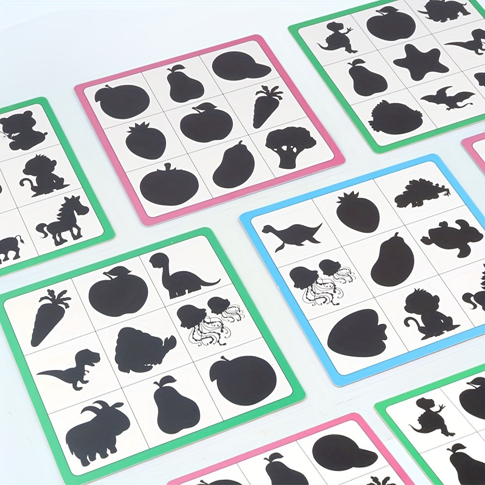 Jeu éducatif Montessori de correspondance d'ombres et de différences : blocs de puzzle en bois pour l'entraînement cérébral, jouet STEM pour le développement cognitif des enfants de 3 ans et plus, cadeau pour filles et garçons
