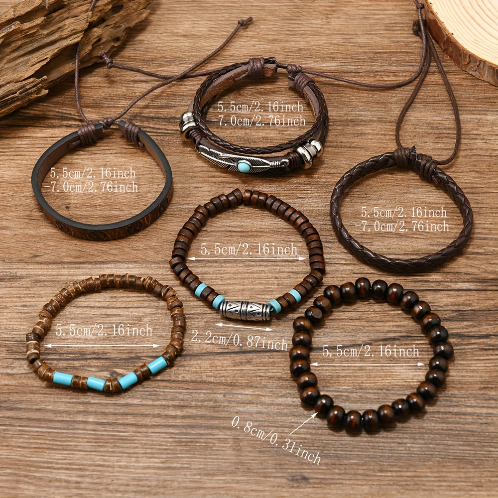Lot de 24 bracelets bohèmes pour femmes – Bracelets empilables avec perles turquoise, cuir PU tressé et pendentif fleur, bijoux style bohème western en jean, ensemble de bracelets superposés à offrir aux adolescentes et aux adultes