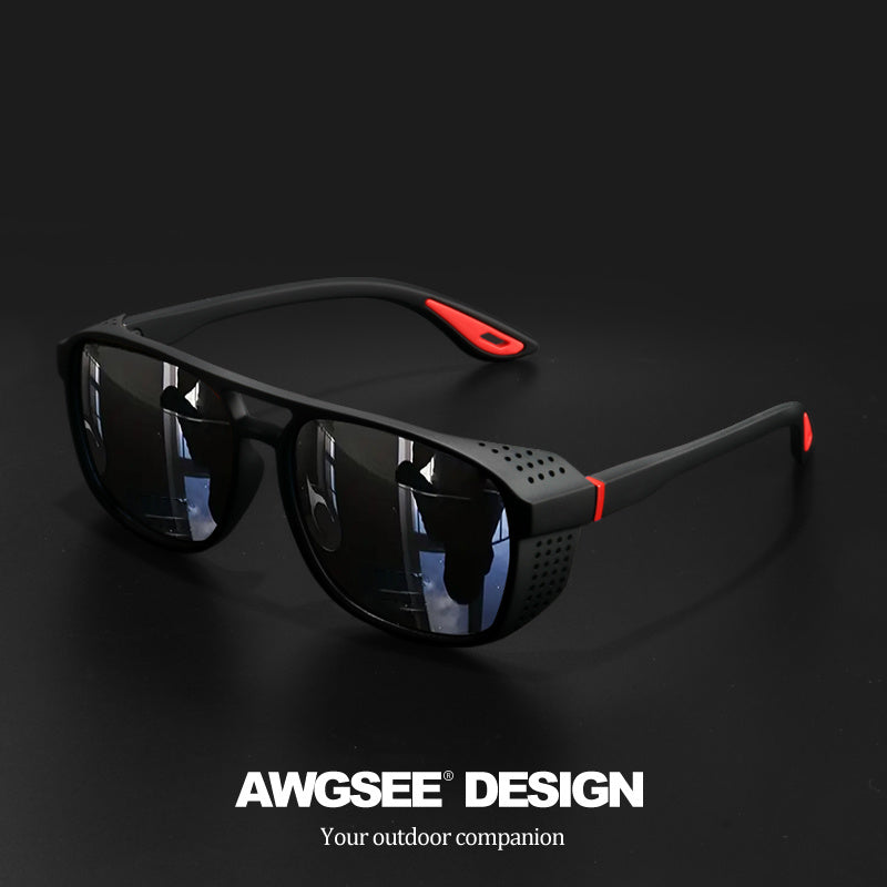 Lunettes de soleil sport polarisées Steampunk pour hommes et femmes – Verres HD UV400 pour le cyclisme, la course, la pêche et la conduite, monture durable avec découpes latérales, lunettes de sport en plein air
