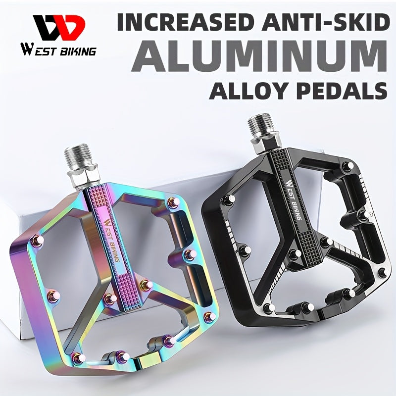 Pédales de vélo en alliage d'aluminium à 3 roulements, antidérapantes et légères, avec douille hexagonale pour VTT et vélos de route – Installation facile, accessoires de cyclisme durables multicolores, 1 paire