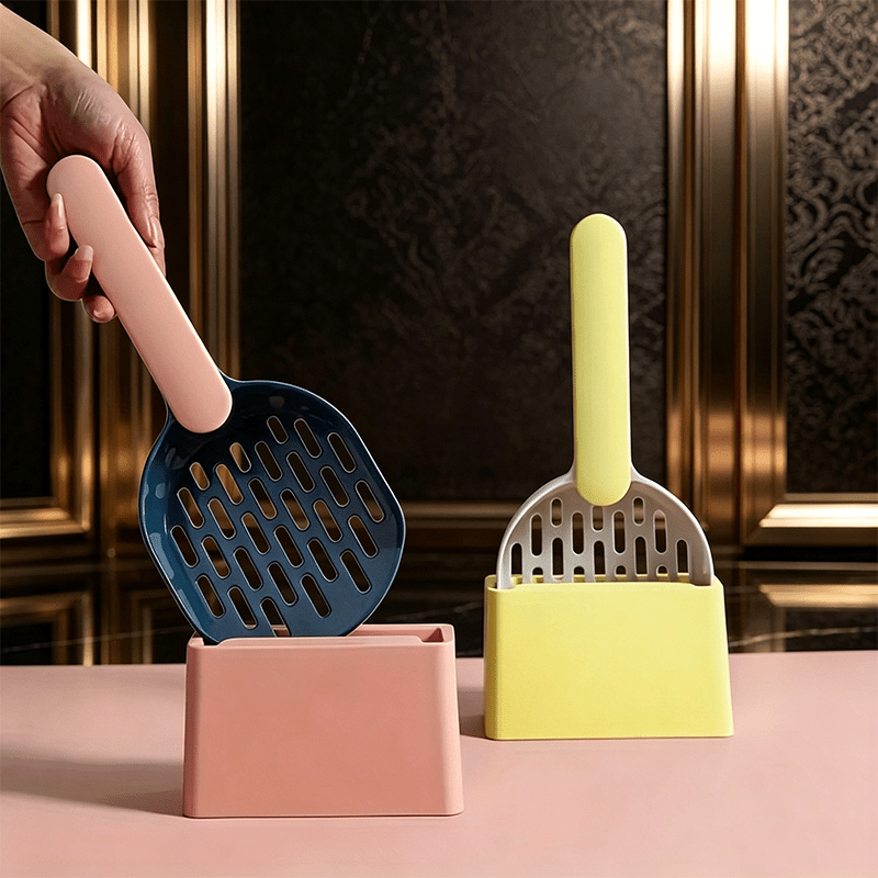 Ensemble pelle à litière avec crochet mural – Kit de nettoyage pour bac à litière 2 pièces léger avec pelle et support, outil d'entretien facile à nettoyer pour bac à litière, couleur aléatoire