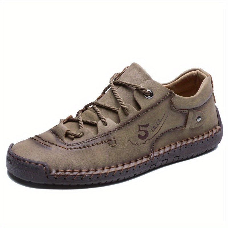 Baskets décontractées cousues main pour homme – Chaussures de marche légères à semelle plate, disponibles en noir, kaki, bleu, vert militaire et brun jaunâtre, pointures US 7,5 à 12,5