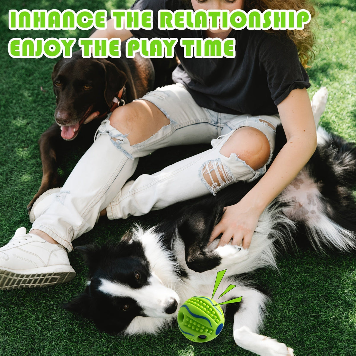 Jouet pour chien balle à picots sonore 10 cm - Balle interactive sonore pour le nettoyage des dents et le troupeau, jouet d'entraînement pour chiens moyens et grands, balle sensorielle en caoutchouc durable avec couineur