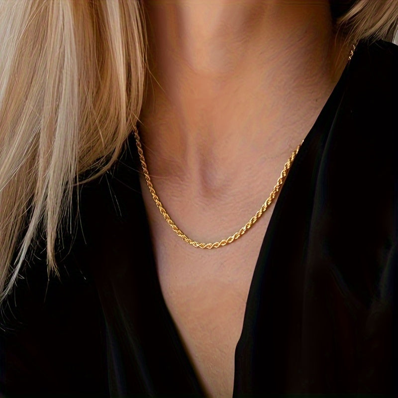Collier chaîne torsadée plaqué or 18 carats sur argent sterling 925 – Chaîne unisexe élégante style hip-hop, 20"/22"/24", coffret cadeau pour Noël et la fête des mères