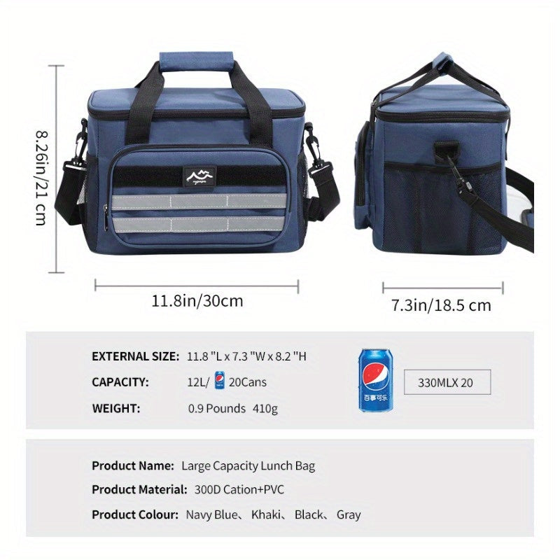Sac isotherme grande capacité, étanche et portable pour pique-nique, camping, plage et déjeuner, sac isotherme souple et résistant avec isolation épaisse - Noir, bleu marine, gris, kaki