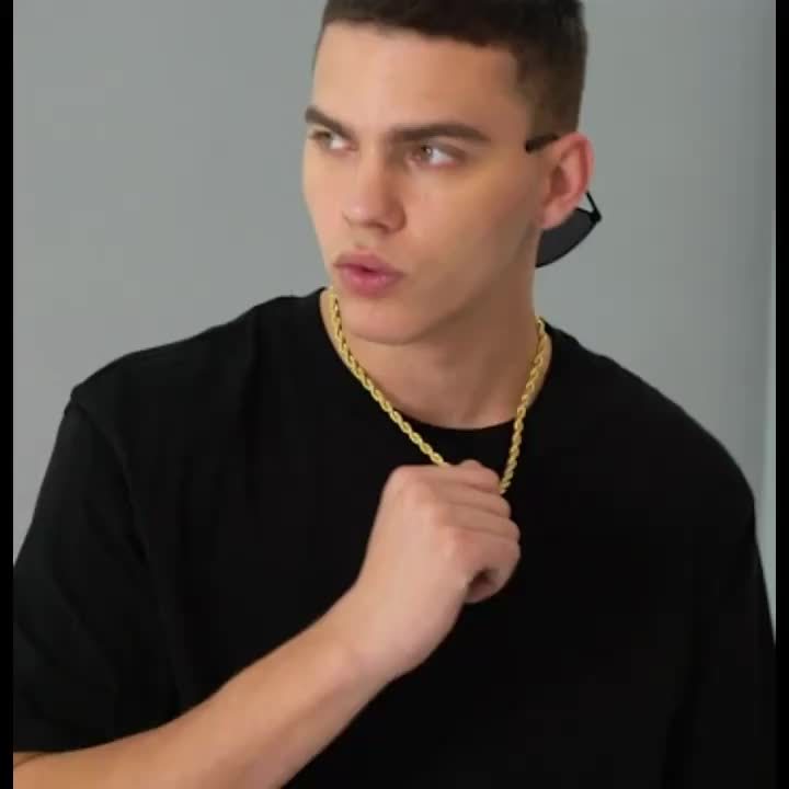 Collier chaîne torsadée plaqué or 18 carats sur argent sterling 925 – Chaîne unisexe élégante style hip-hop, 20"/22"/24", coffret cadeau pour Noël et la fête des mères