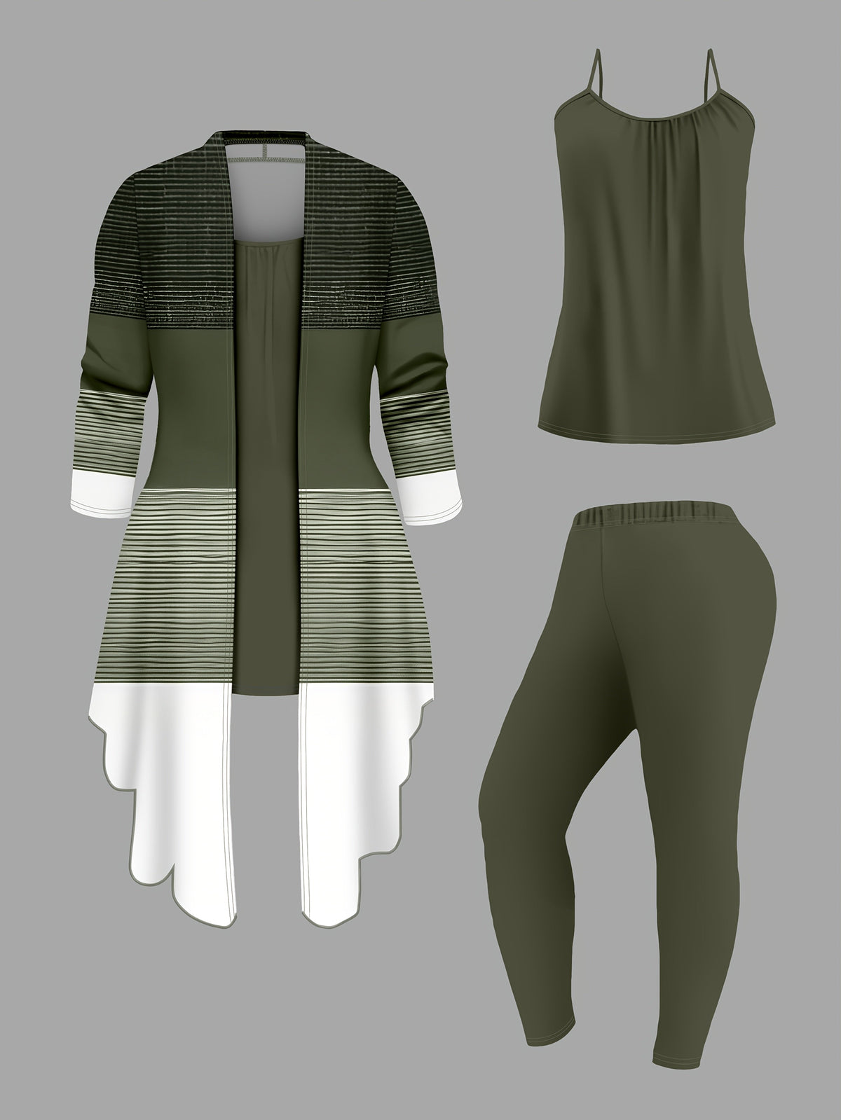 Ensemble tailleur 3 pièces pour femme – Veste cardigan imprimée avec pantalon et gilet unis, tenue de bureau élégante au quotidien, bleu marine / rouge foncé / vert, tailles S-XXL