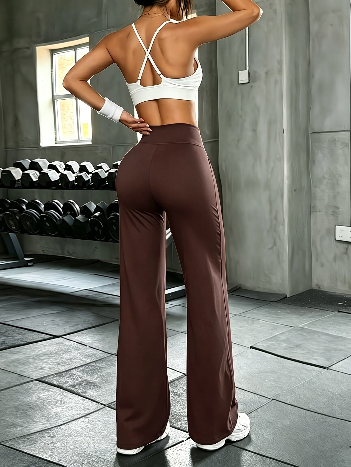 Pantalon large à taille haute pour femme, séchage rapide, coupe ample, taille élastique - Pantalon long décontracté style français pour le printemps et l'été, S-XL