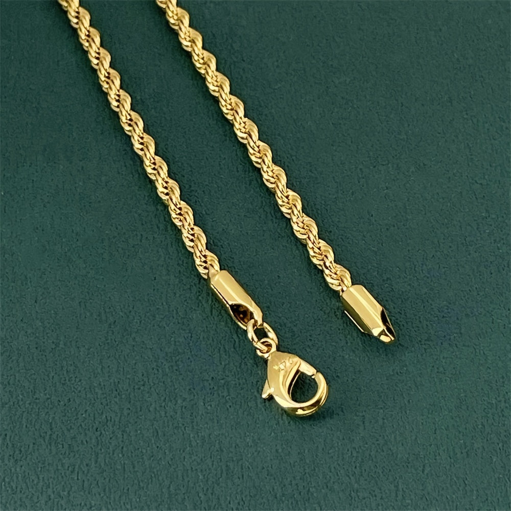 Collier chaîne torsadée plaqué or 18 carats sur argent sterling 925 – Chaîne unisexe élégante style hip-hop, 20"/22"/24", coffret cadeau pour Noël et la fête des mères