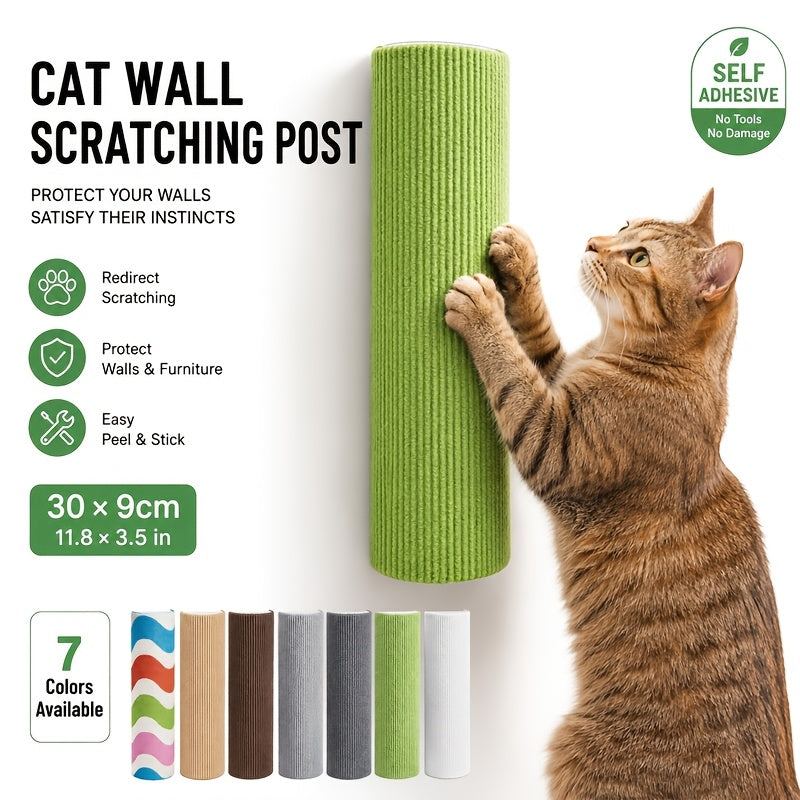 Poteau à griffer mural pour chat – Griffoir cylindrique en sisal autocollant, assemblage combiné horizontal et vertical, accessoire gain de place pour l'entretien des griffes des chats d'intérieur, 6 couleurs