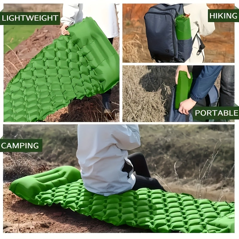 Matelas de camping gonflable - Matelas ultraléger avec oreiller et pompe à pied intégrée, tapis compact et portable pour la randonnée, le trekking, les voyages en voiture, la plage et le camping sous tente, couleurs variées