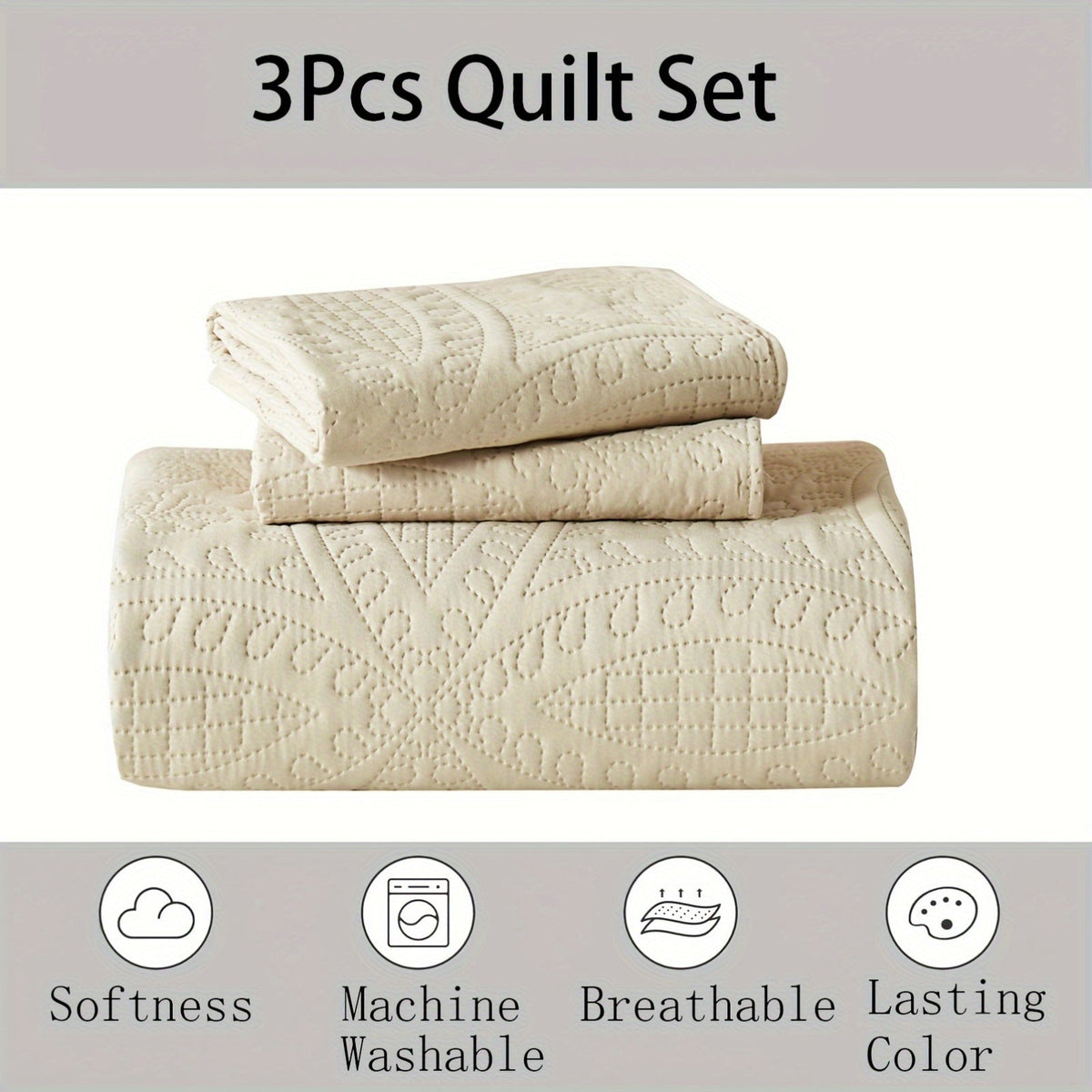 Ensemble de courtepointe d'été rafraîchissante 2-3 pièces, couvre-lit en microfibre légère et respirante – Couvre-lit au motif de pièces moderne, format simple, grand ou très grand, toutes saisons, choix de couleurs, cadeau de vacances pour la famille