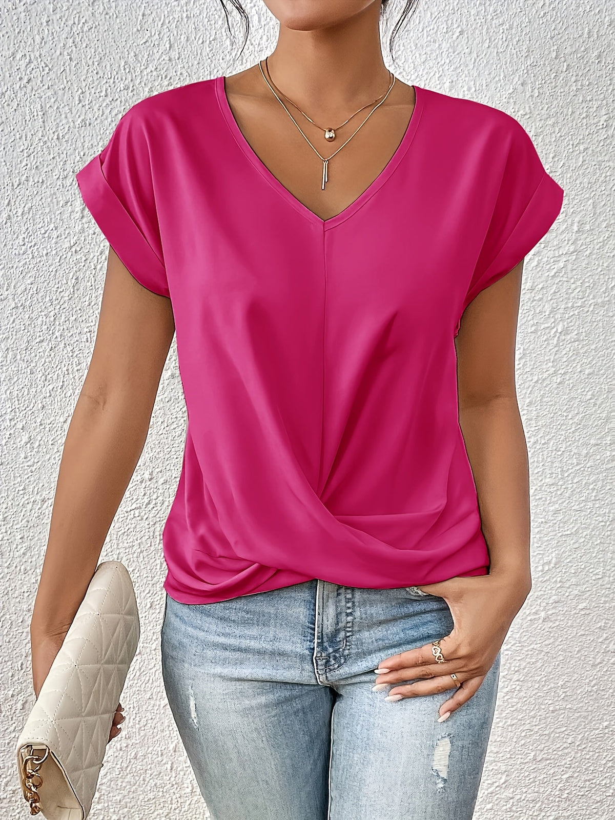 T-shirt à manches courtes pour femme – Haut basique décontracté de couleur unie disponible en 12 coloris, t-shirt doux et confortable pour le printemps et l'été