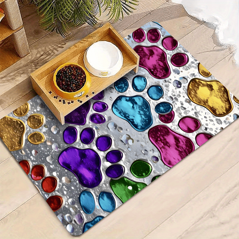 Tapis de nourrissage imperméable pour chiens et chats – Tapis de gamelle antidérapant et anti-écl aboussures, protecteur de sol absorbant à séchage rapide pour parquets et moquettes, tapis en polyester robuste pour mangeurs désordonnés et grandes races