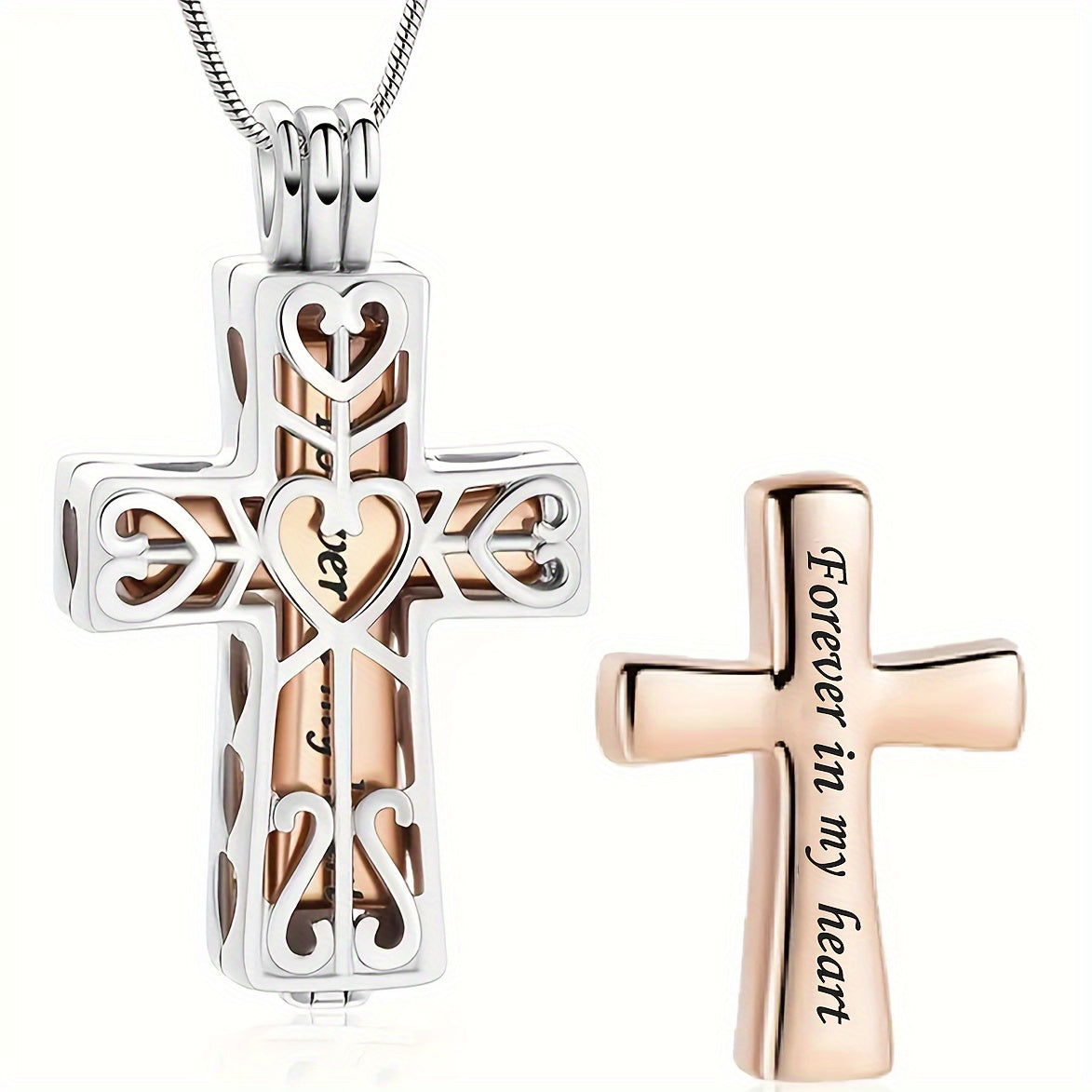 Collier urne funéraire en forme de croix pour cendres - Pendentif commémoratif en acier inoxydable, bijou cinéraire souvenir pour cendres humaines ou d'animaux, cadeau de condoléances pour la perte d'un être cher, père, mère ou animal de compagnie