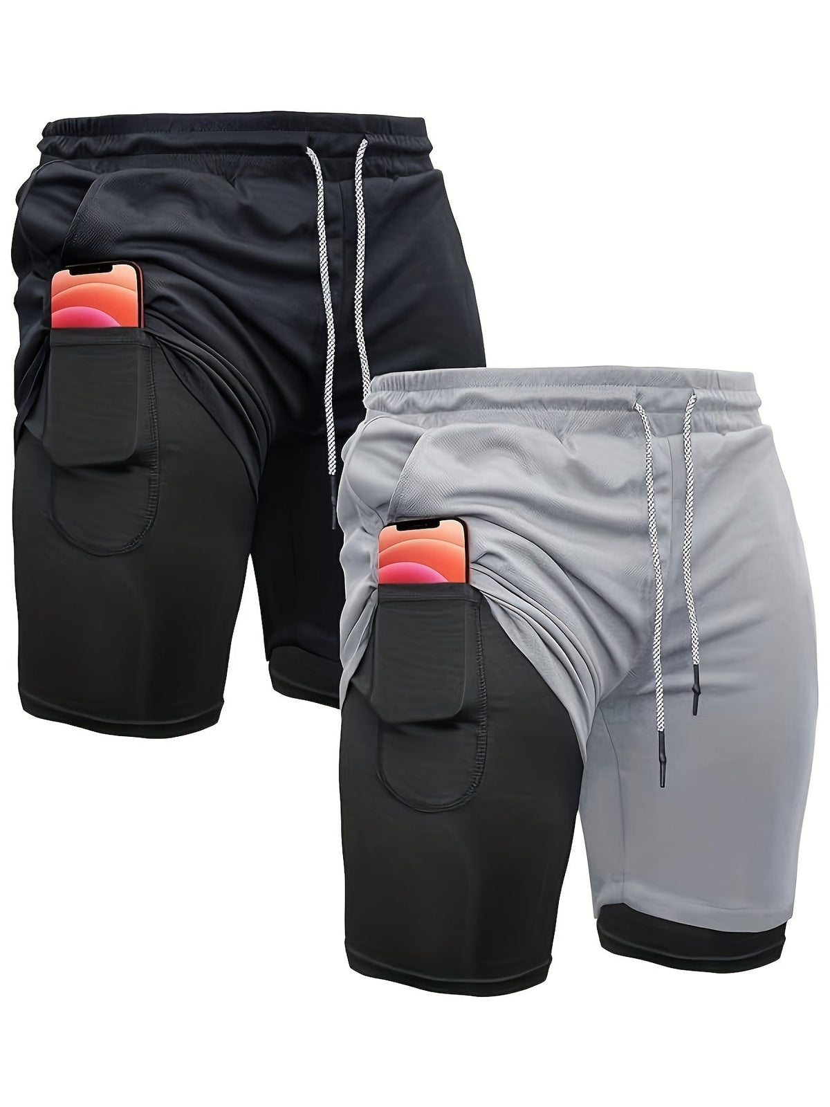 Short de running 2-en-1 pour homme 7 pouces avec doublure de compression à séchage rapide – Short de sport léger pour l'entraînement et la gym, short d'entraînement en polyester pour la course, le yoga, la randonnée et les sports de plein air S M L XL XXL
