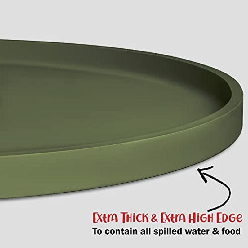 Tapis de gamelle imperméable en silicone pour chien avec bords surélevés - Tapis d'alimentation antidérapant pour nourriture et eau, 48 x 28 cm, protection de sol facile à nettoyer pour chiens et chats, vert kaki