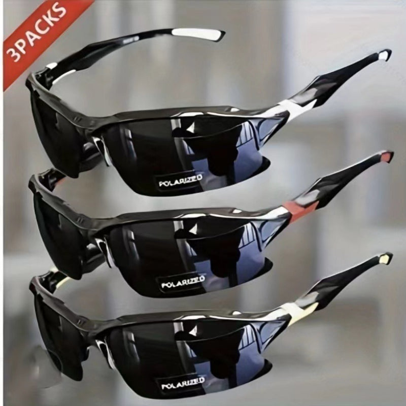 Lunettes de soleil sport polarisées demi-monture pour hommes, protection UV400, lunettes légères pour le ski, la conduite, la course, la pêche et les activités en plein air, lot de 3 ou lot de 10