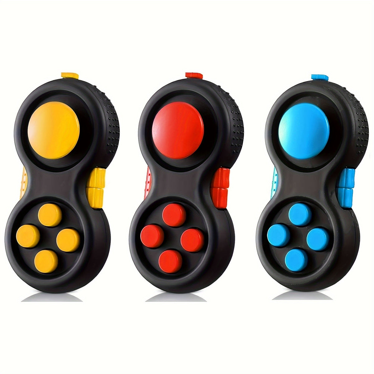 Lot de 3 manettes anti-stress - Manette rétro avec 8 fonctions de manipulation, jouet anti-stress et anti-anxiété pour enfants, adolescents et adultes, outil sensoriel TDAH, activité sans écran, choix de couleurs multiples