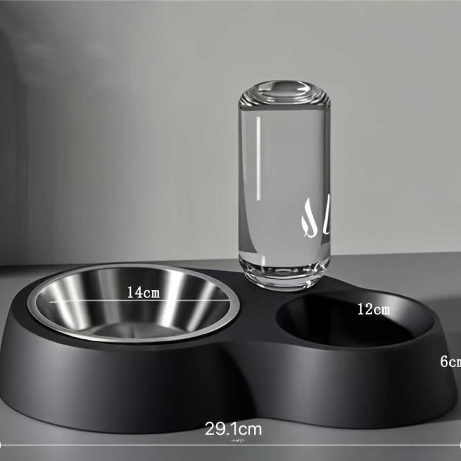 Distributeur d'eau et gamelle automatiques pour chats et petits chiens - Station de nourrissage antidérapante à double usage en polypropylène durable, design peu encombrant et facile à nettoyer, sans pile nécessaire