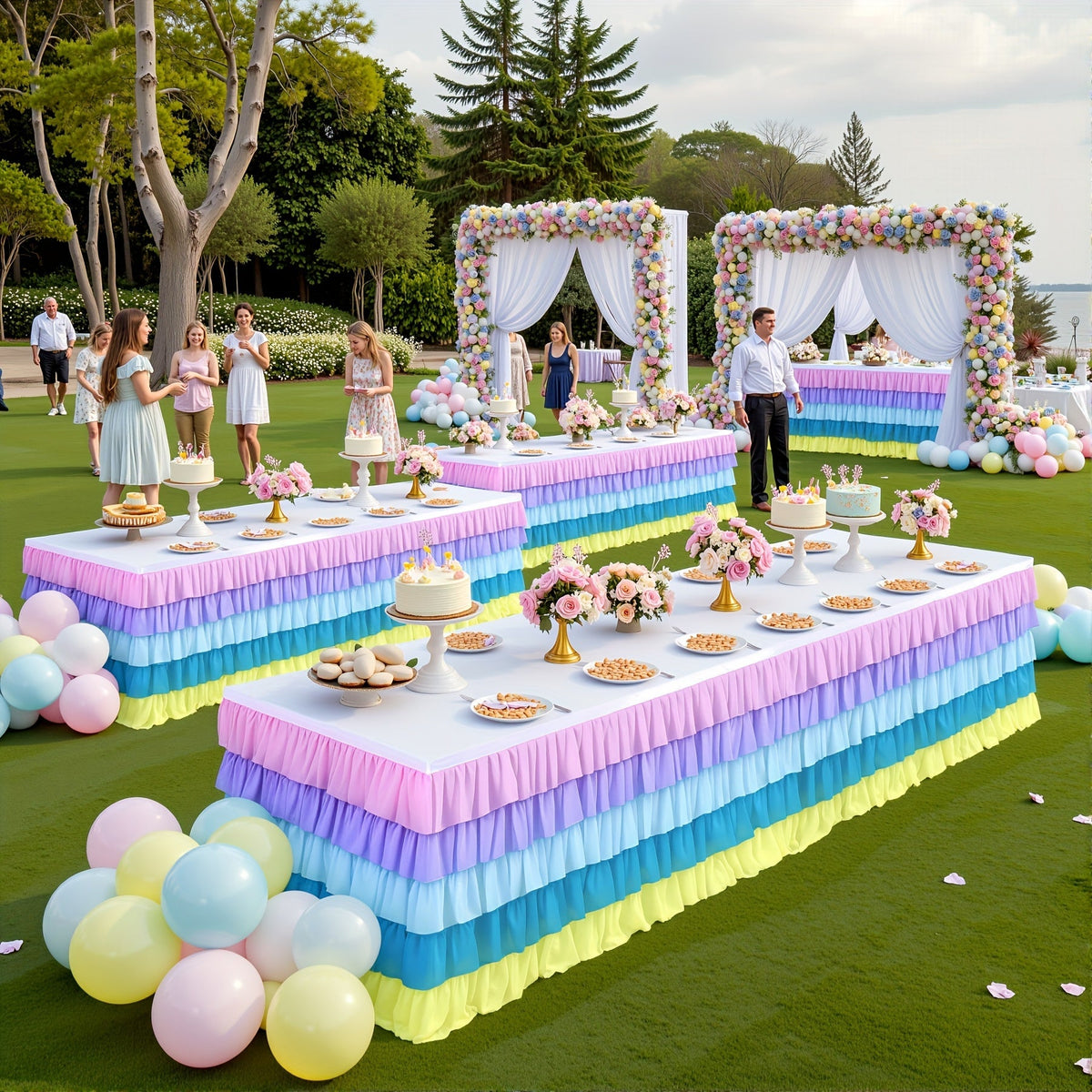 6ft Tulle Tutu Table Skirt β Chiffon Ruffle Table Skirting for Birthday Party, Wedding, Bridal Shower, Girls Party & Holiday Decor β Easy Hook & Loop Install, 12 Colors (72"L x 30"H)