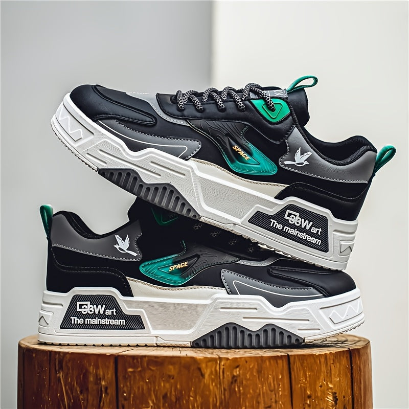 Baskets de skateboard à semelle épaisse pour homme, chaussures en toile tendance, basses, pour le sport, les loisirs et les voyages, kaki noir, pointures US 6,5-11,5